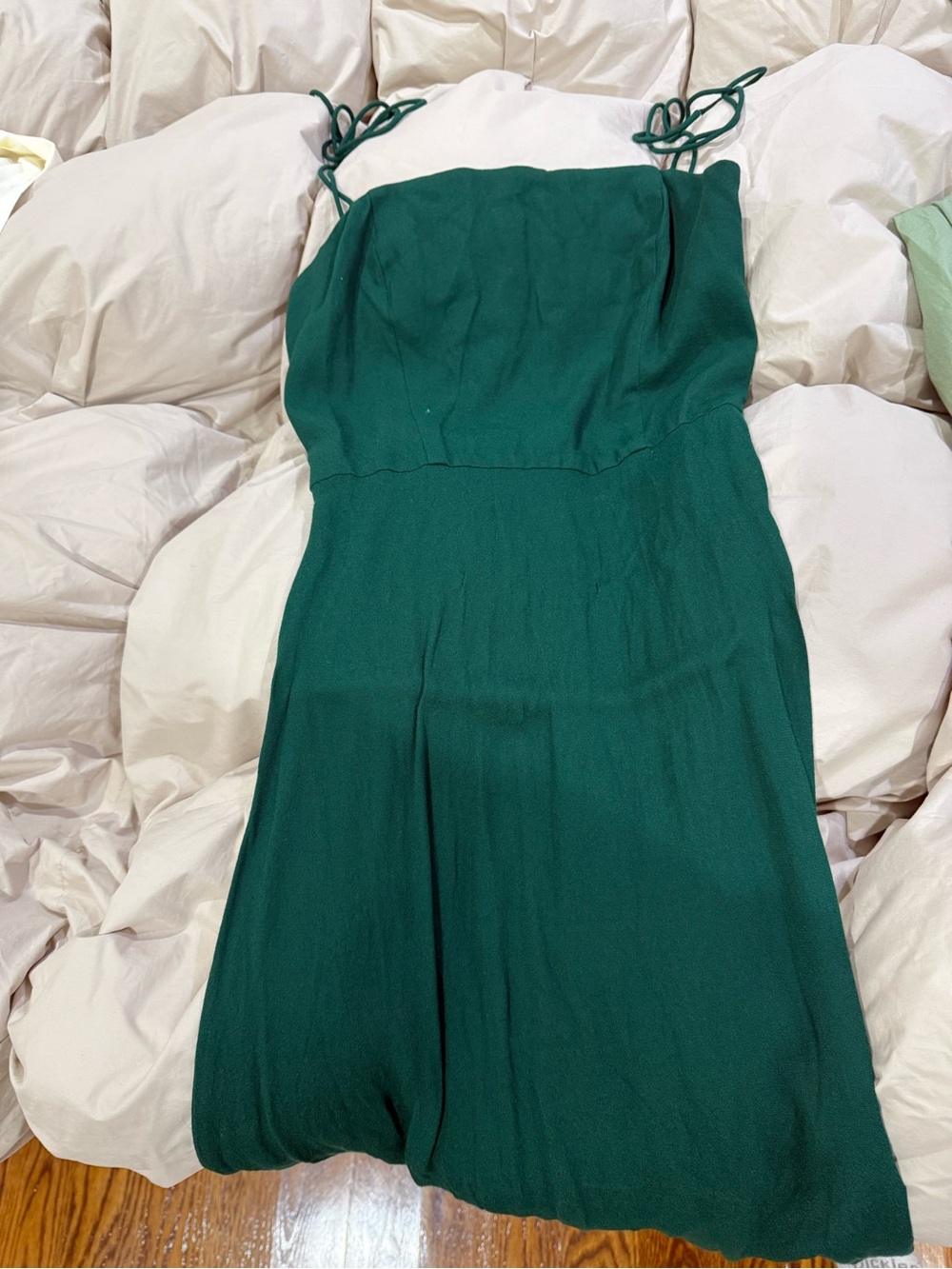 Reformation Green tie strap dress